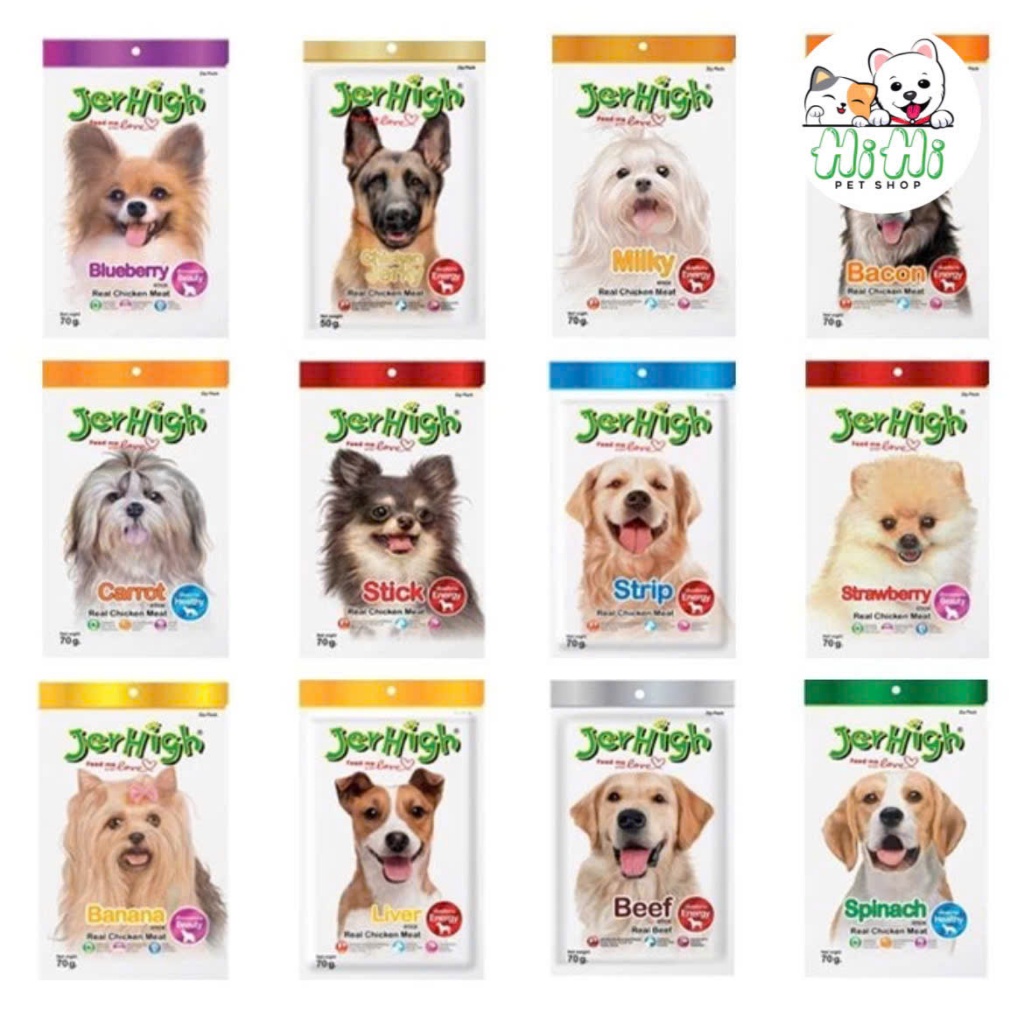 Snack Jerhigh cho chó, Que mềm cho chó đủ vị gói 70gr