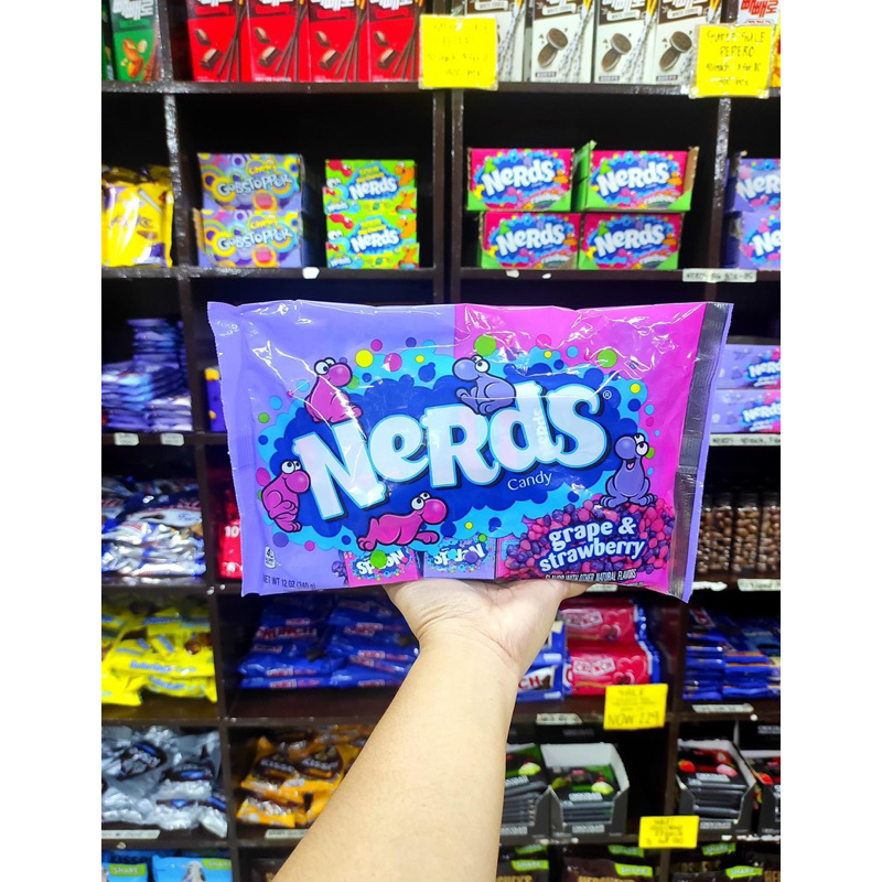 🍭🍬🍇🍓 KẸO NGẬM TRÁI CÂY HƯƠNG NHO DÂU CỦA MỸ NERDS CANDY GRAPE & STRAWBERRY GÓI 255G U.S.A 🛬🗽🇺🇸