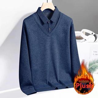 Áo Len Lót Nỉ Nhung Trung Niên Nam Cao Cấp Quảng Châu - Dài Tay, Cổ Áo Sơ Mi, Mềm Mịn, Dày Dặn, Sang Trọng