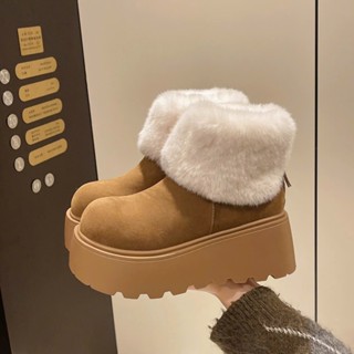  Bốt nữ cổ lông hàng xịn đế độn hách dáng lông thỏ mềm mại cổ lửng đẹp 2024 