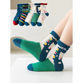  Set 10 đôi tất cho bé trai bé gái 1-12 tuổi tất cổ cao hoạ tiết khủng long Tất Vớ Cotton mùa đông M2 