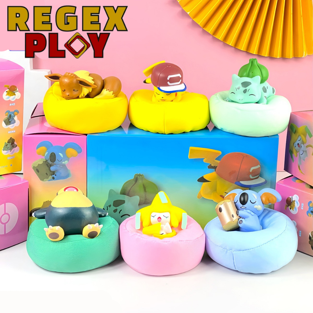 (Có hộp) Blind Box/Hộp mù 6 Mẫu Pokemon NGỦ ver 1(KÈM GỐI), Cực Sắc Nét, Có hộp, Jiraichi,Pikachu,Ee