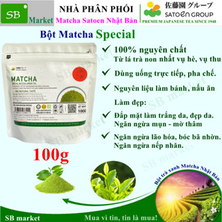 Bột Matcha SPECIAL Satoen 100 gr, nguyên chất thơm mát dùng làm bánh, làm đẹp.
