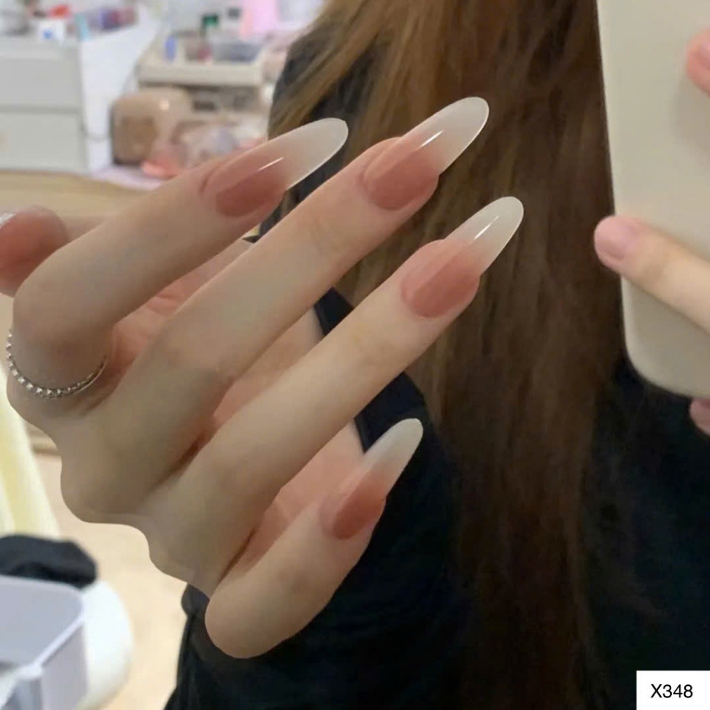 X348 - Móng Tay Giả bộ 30 móng thạch ombre form dài shop loan kim nail giả mẫu tết 2026