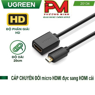Cáp chuyển đổi micro hdmi đực sang hdmi cái dài 20cm ugreen 20134 - hàng chuẩn chính hãng
