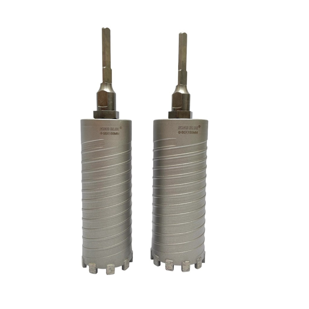  Mũi Khoan Rút Lõi Bê Tông KingBlue Phi 55 60 Dài 155mm Chuôi Lục Có Định Tâm Mũi Rút Lõi Điều Hòa 