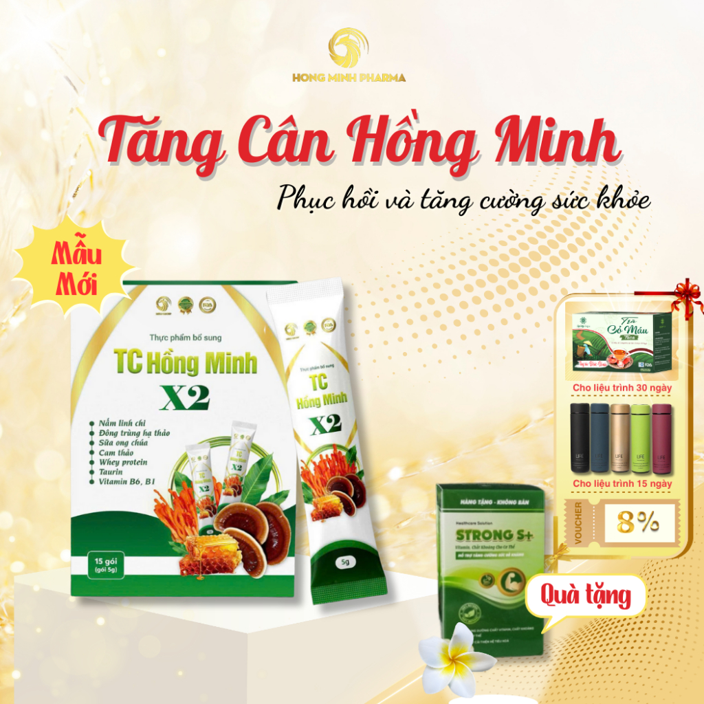 Tăng Cân X2 Hồng Minh Đông Trùng Linh Chi Chính Hãng, 1/2 Liệu Trình Tăng Cân Bổ Sung Dưỡng Chất, Tăng 3-7Kg