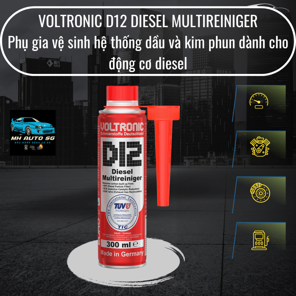 Phụ gia vệ sinh hệ thống dầu và kim phun dành cho động cơ diesel VOLTRONIC d12 diesel multireiniger 
