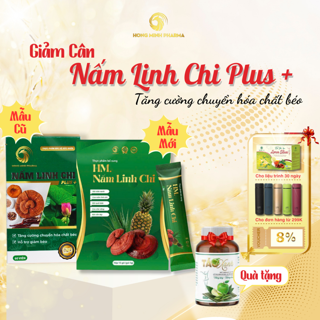 Nấm Linh Chi Plus Hồng Minh - 1/2 Liệu Trình Giảm Cân An Toàn Hiệu Quả, Mẹ Bỉm Đều Sử Dụng Được