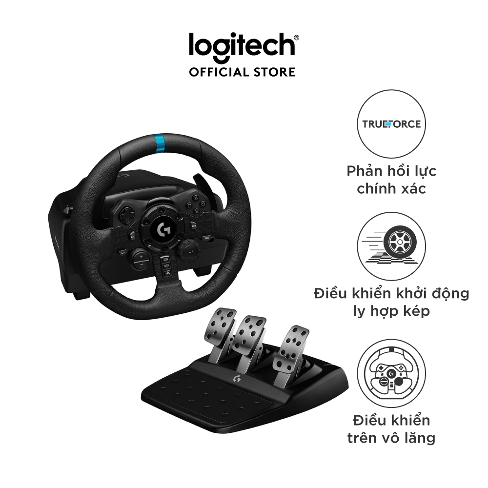 Vô lăng & bàn đạp chơi game Logitech G923 - Phản hồi lực TRUEFORCE, ly hợp kép, tay cầm bọc da