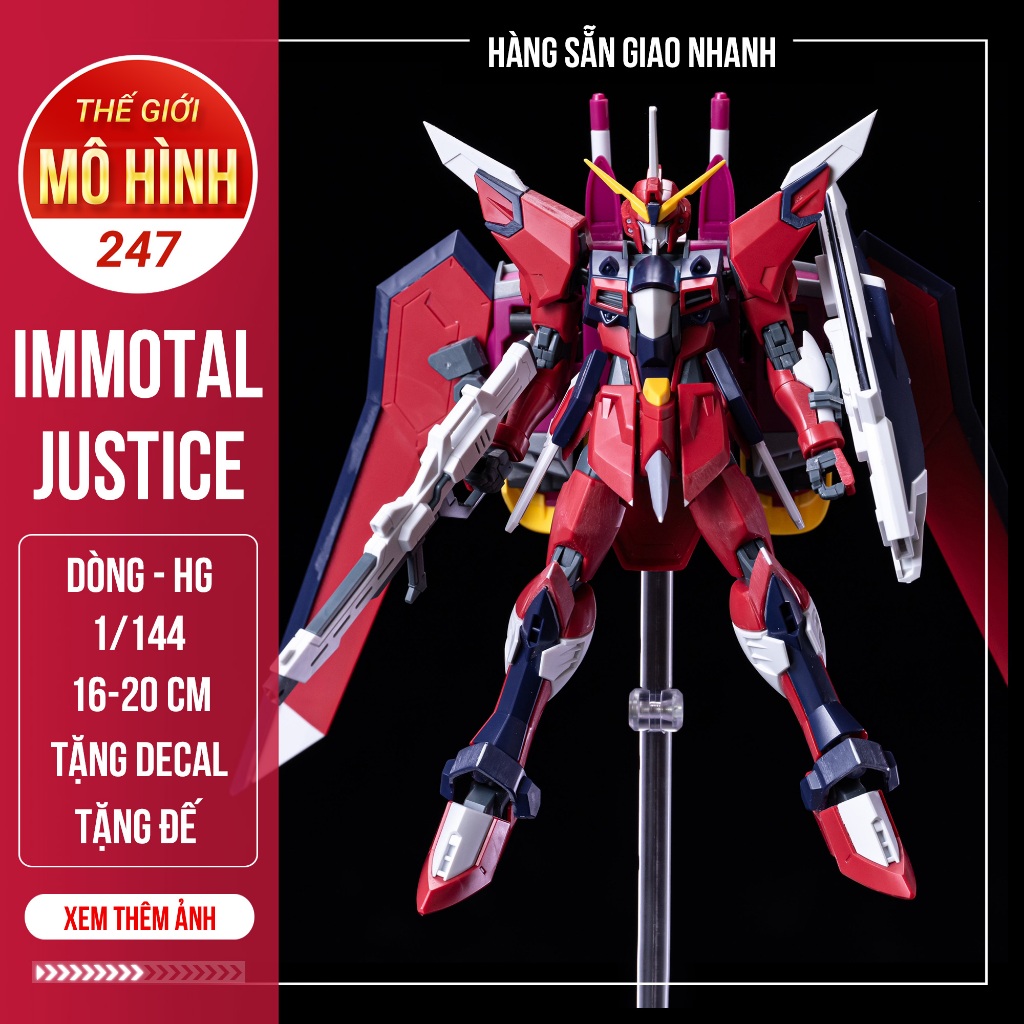Mô hình lắp ráp Immortal Justice HG - Kèm đế + Decal nước, decal dán