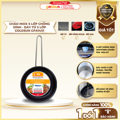 Chảo Inox Chống Dính Goldsun Đáy Từ 3 Lớp Sử Dụng Trên Mọi Loại Bếp Nhiều Kích Thước - GPA1401