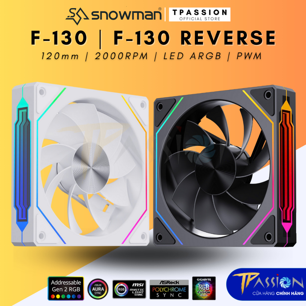 Quạt Fan case 12cm SNOWMAN F - 130 LED ARGB / Reverse - Chính hãng, tản nhiệt vô cực Jungle leopard 