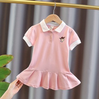 Váy cổ bẻ đuôi cá GIRL chất liệu cotton thoáng mát dành cho bé gái từ 9-35 kg