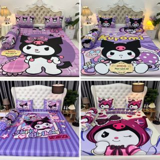 Mẫu Kuromi. Bộ ga giường thun lạnh Hyco (áo gối ôm khoá kéo)