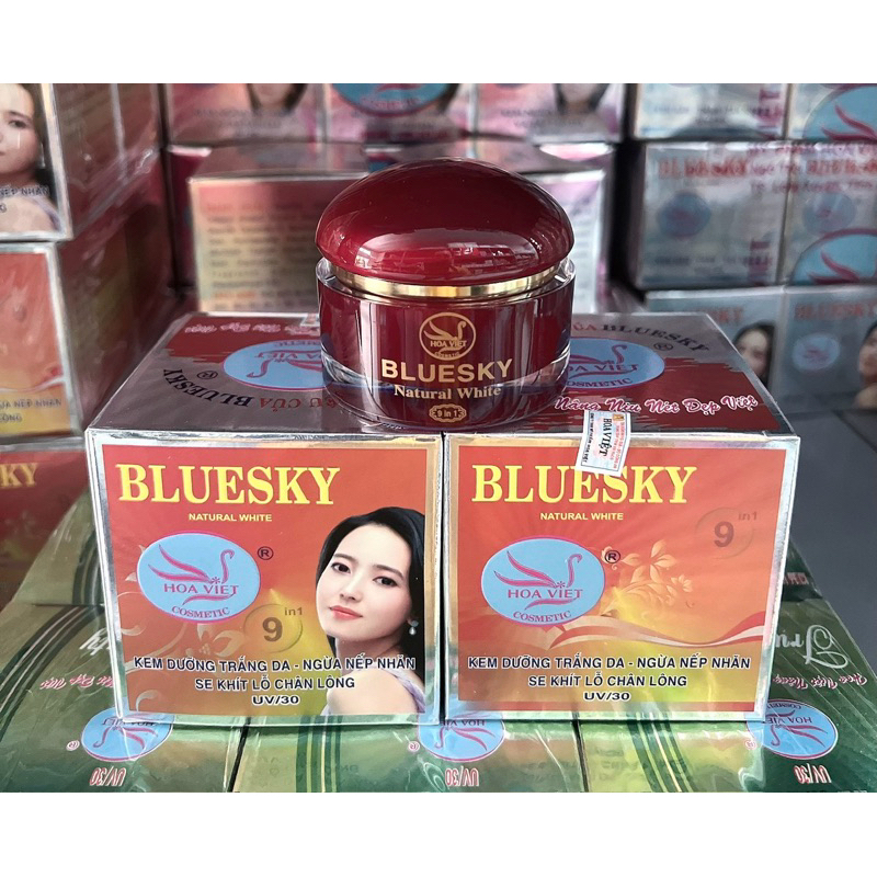 KEM HOA VIỆT BLUESKY ĐỎ DƯỠNG TRẮNG DA NGỪA NẾP NHĂN SE KHÍT LỖ CHÂN LÔNG 15G