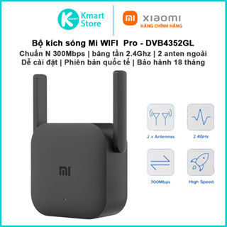 Bộ kích sóng Mi WIF Range Extender Pro | Chuẩn N 300Mbps | Băng tần 2.4Ghz | Bản quốc tế | Bảo hành 18 tháng