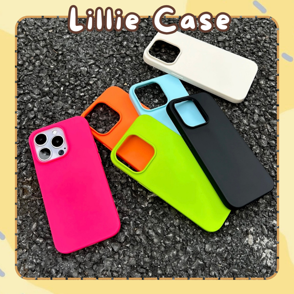  Ốp lưng iPhone mềm dẻo màu trơn basic chống sốc cho IP 11 12 13 14 15 16 Pro Plus Promax-Lillie case 
