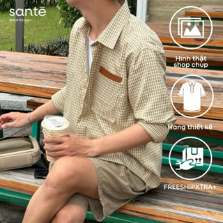Áo sơ mi nam kẻ caro túi ngực phối túi da form rộng - FINN SHIRT by SANTÉ STUDIO