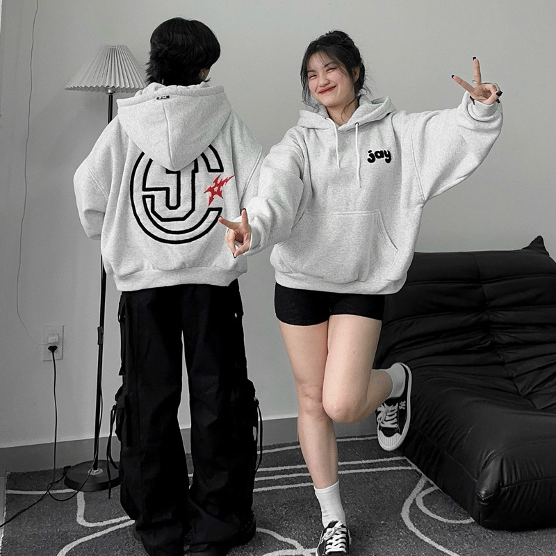 HOODIE CJAY - Áo khoác hoodie thêu xù form Boxy rộng mũ to nam nữ unisex màu XÁM TIÊU/XÁM CHÌ/ĐEN 🖤 | BigBuy360 - bigbuy360.vn