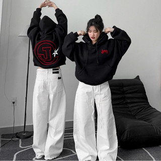HOODIE CJAY - Áo khoác hoodie thêu xù form Boxy rộng mũ to nam nữ unisex màu XÁM TIÊU/XÁM CHÌ/ĐEN 🖤