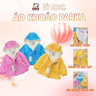 Áo khoác bé gái, áo khoác Parka lót lông, 3 màu, mũ tai thỏ cho bé 10-30kg