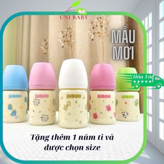 (Chọn núm tặng) Bình sữa cho bé sơ sinh Jubon nhựa PPSU an toàn cho bé, họa tiết mới xinh xắn, Tặng 1 núm ti A367