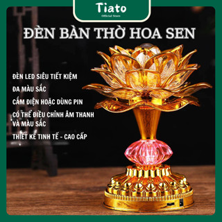  Đèn thờ hoa sen đèn thờ led hình hoa sen đèn led đổi màu cao 16cm dùng pin hoặc điện TIATO STORE 