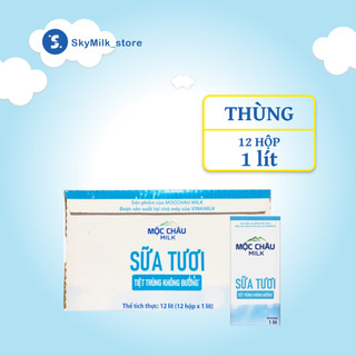  Mộc Châu Milk - Sữa tươi tiệt trùng Không đường Mộc Châu Milk  DATE 03 02 2026  - Thùng 12 hộp 1 Lít 