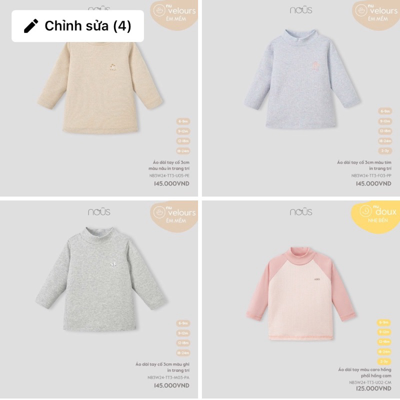 ( Nous) Áo giữ nhiệt Nous  cho bé trai,bé gái