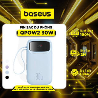 Pin sạc dự phòng Baseus Qpow2 Digital Display 30W (10000/20000mAh) Power Dilevery kèm dây sạc nhanh Type-C