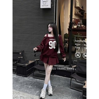 A170 SET 90 DA LỘN KTRANG Set Bộ Đồ Nữ Mùa Thu Sang Chảnh Cá Tính Áo Bệt Vai Kiểu Nữ Mix Chân Váy 2size 40-65kg