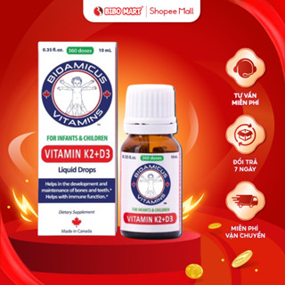 Bioamicus Vitamin D3 K2 MK7 Tăng Hệ Miễn Dịch Chắc Khỏe Xương Cho Bé Từ Sơ Sinh - Bibomart
