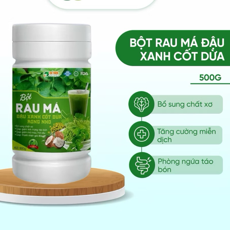 [Chính hãng 500g] Bột Rau Má Đậu Xanh, Cốt Dừa, Rong Nho - Bổ sung chất xơ, tiêu hóa tốt, kiểm soát cân nặng