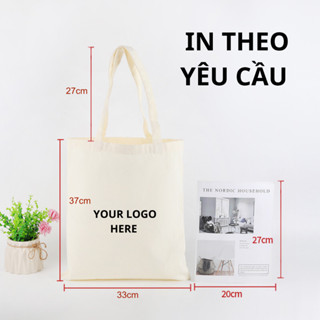 Túi tote túi vải canvas in logo, in hình làm quà tặng theo yêu cầu, kích thước 33x37cm, có khoá kéo - We Tee TOTE04