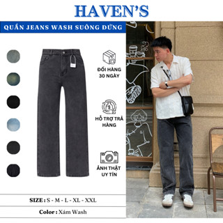  Quần Jeans HAVEN'S wash màu vintage dáng suông ống đứng form regular fit bản thường - havenstyle 