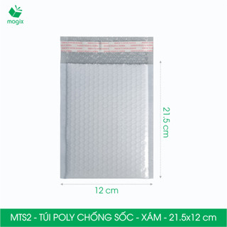 Mts2 - 21.5x12 cm - combo 50 túi poly niêm phong chống sốc, túi gói hàng, bọc chống sốc - xám