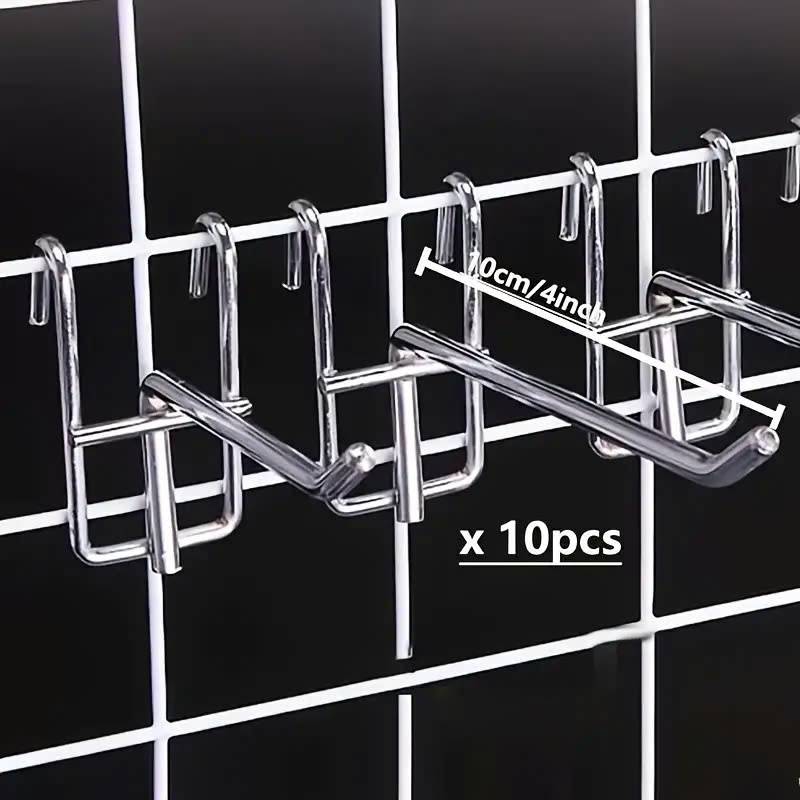 Combo 10 Móc treo sắt, tay cài lưới treo phụ kiện mạ bạc sáng bóng, móc cài lưới, móc treo đồ | BigBuy360 - bigbuy360.vn