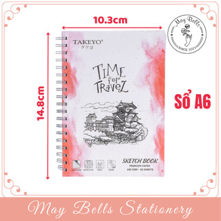Sổ Tay Vẽ Tranh Takeyo A6 50 Tờ 160gsm, Sổ Lò Xo Vẽ Tranh Size Nhỏ 160gsm Bìa Giao Ngẫu Nhiên