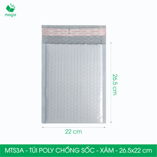  MTS3A - 26.5x22 cm - Combo 100 túi poly niêm phong chống sốc túi gói hàng bọc chống sốc - Xám 
