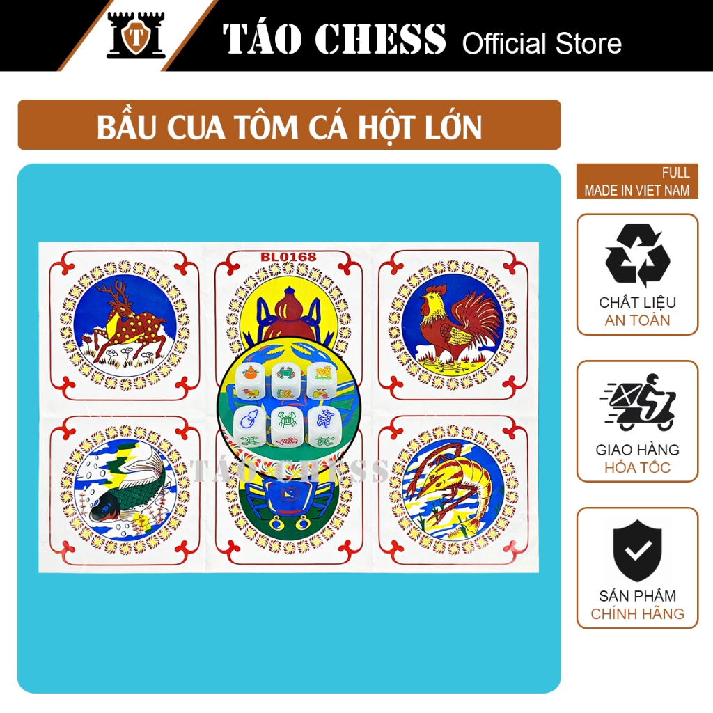 Bộ Bầu Cua Tôm Cá Bàn Giấy Hột Lớn chất liệu Nhựa Đặc Cao Cấp - Trò chơi bầu cua giải trí vui vẻ