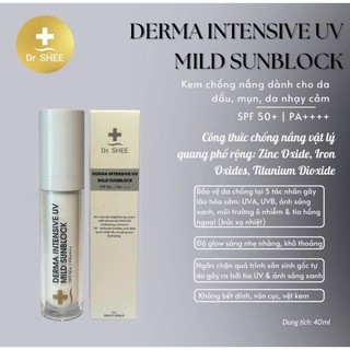 [ Mẫu mới ] Kem chống nắng Dr Shee 40ml dành cho da dầu, mụn. Chống nắng quang phổ rộng SPF 50, PA++++.