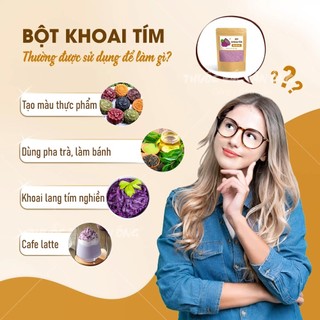 Bột khoai lang tím nguyên chất 100g, bột tạo màu, mùi thơm, dùng làm bánh, pha trà sữa, nấu chè