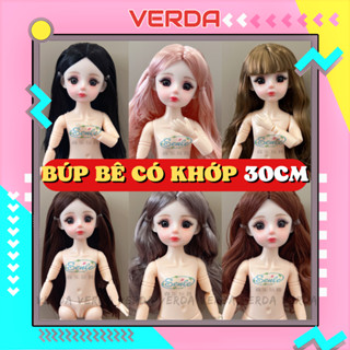  Búp bê 30cm có khớp cho bé gái cơ thể barbie bjd nhiều màu tóc công chúa lớn loại to dễ thương đồ chơi baby VERDA 