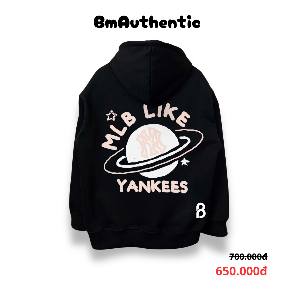 [HIGH QUALITY] Áo Hoodie MLB Like Yankees Black - BM Authentic