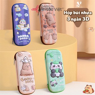 [HỘP BÚT HỌC SINH 3D CAO CẤP] Hộp bút học sinh 3D 3 ngăn Capybara và nhiều hình dễ thương, phù hợp cho mọi lứa tuổi