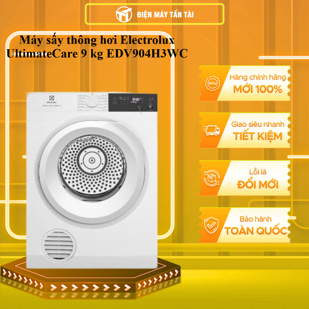 (HCM) - EDV904H3WC / EDV904N3SC / EDV904H3EC - Máy Sấy Thông Hơi Electrolux 9KG