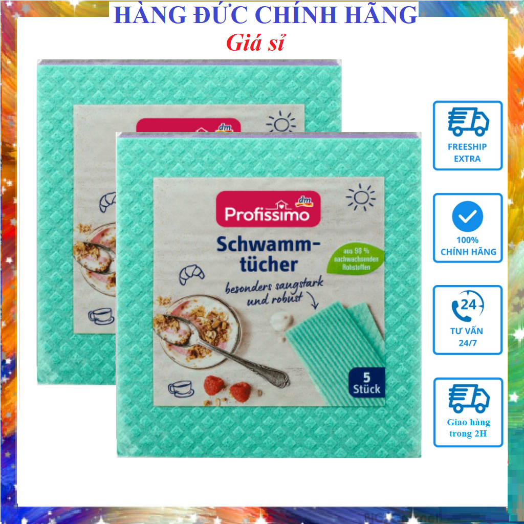 [Nhập Khẩu 100%] KHĂN LAU ĐA NĂNG BỌT BIỂN,KHĂN LAU XỐP VẢI PROFISSIMO ĐỨC.(combo 5~6 cái/1 túi)