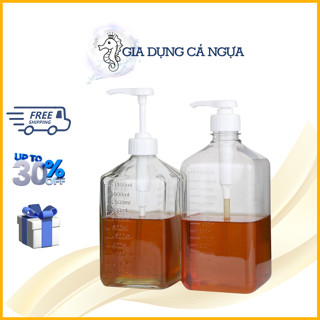 Bình đựng siro thủy tinh, bình bơm thủy tinh, bình đựng nước đường thủy tinh có vòi bơm định lượng SP000194