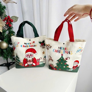  Túi Tote vải Giáng sinh - Túi xách đựng đồ in hình ông già Noel Giáng sinh - T01 